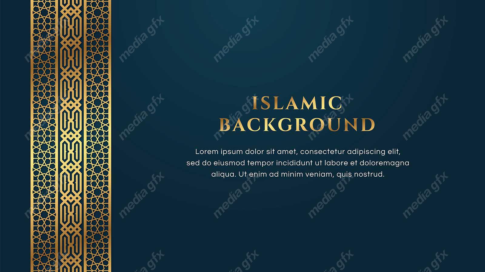 وکتور پس زمینه کادر و حاشیه اسلیمی طلایی MV002420