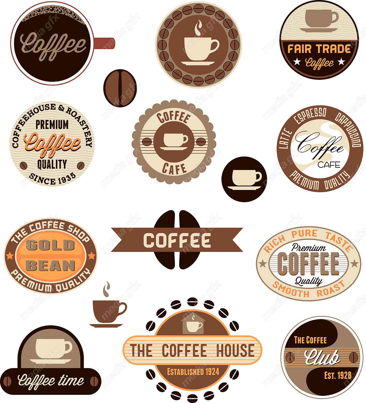 طرح لوگو وکتور قهوه کافی شاپ MV002424