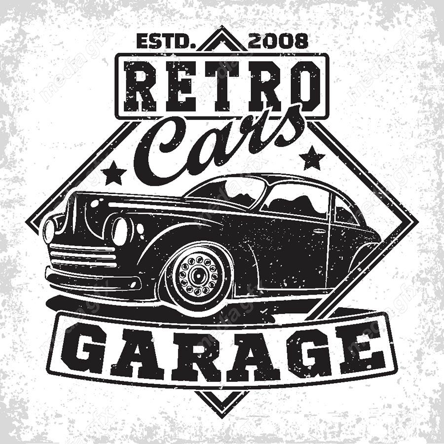 وکتور طرح لوگوی ماشین کلاسیک و قدیمی MV002486