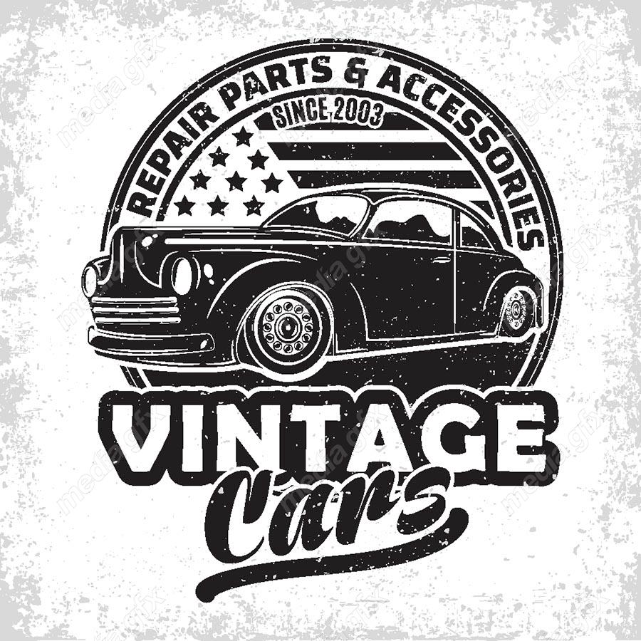 وکتور طرح لوگوی ماشین کلاسیک و قدیمی MV002488