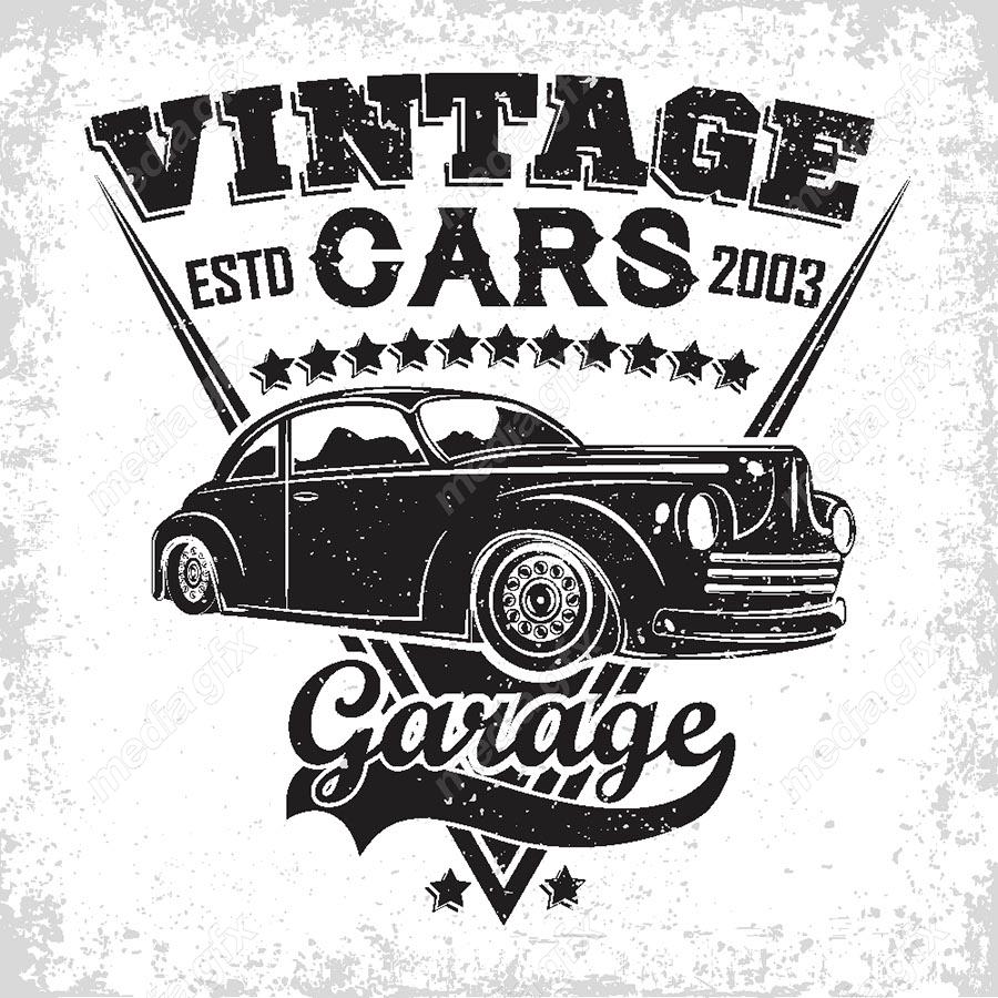 وکتور طرح لوگوی ماشین کلاسیک و قدیمی MV002490