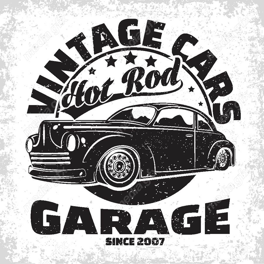 وکتور طرح لوگوی ماشین کلاسیک و قدیمی MV002492