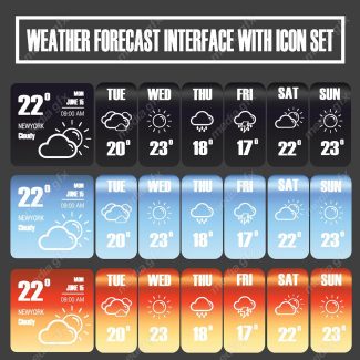 وکتور ست آیکون هواشناسی و پیش بینی آب و هوا MV002494