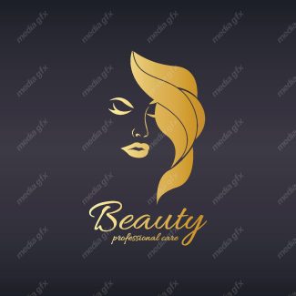 وکتور طرح لوگوی سالن زیبایی و عروس و آرایشگاه زنانه لاکچری طلایی MV002514