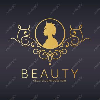 وکتور طرح لوگوی سالن زیبایی و عروس و آرایشگاه زنانه لاکچری طلایی MV002515