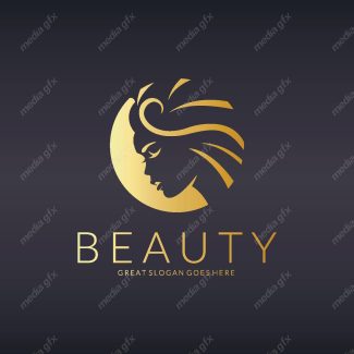 وکتور طرح لوگوی سالن زیبایی و عروس و آرایشگاه زنانه لاکچری طلایی MV002516