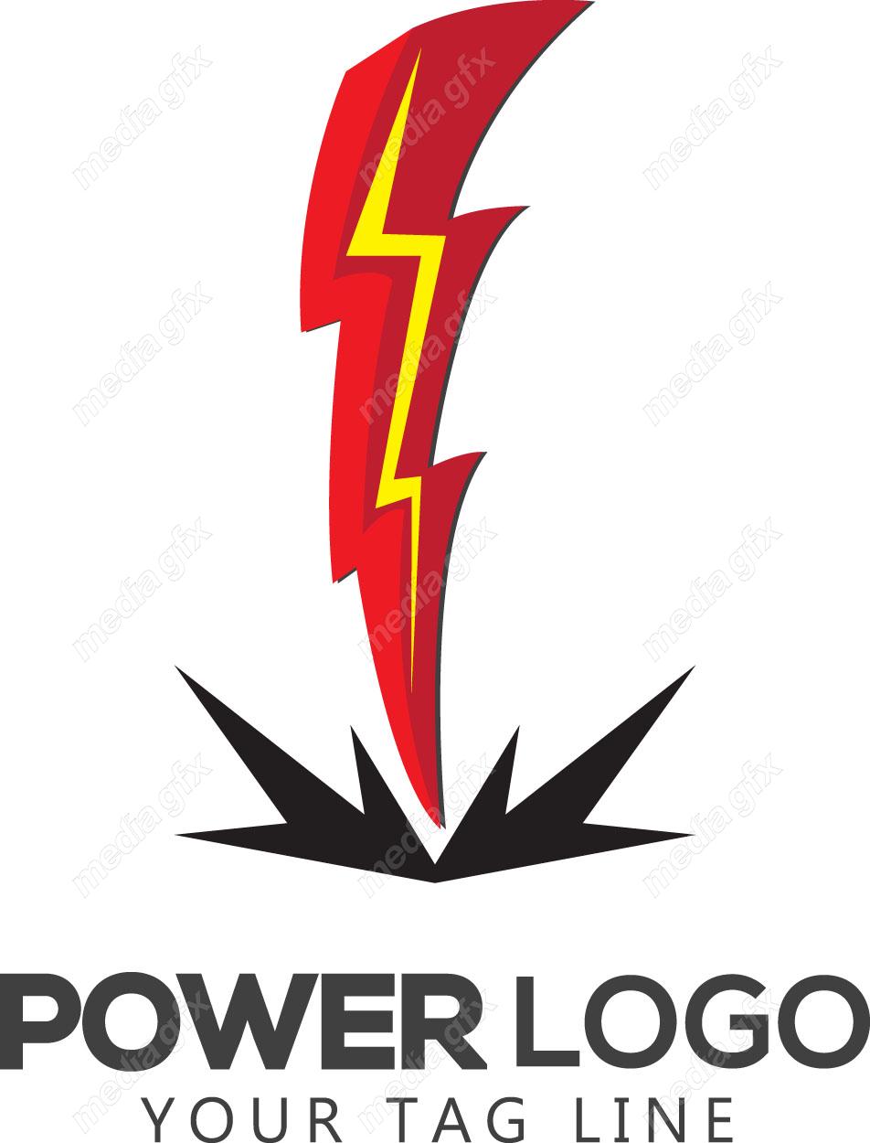 وکتور طرح لوگوی صاعقه، قدرت، رعد و برق و انرژی MV002615
