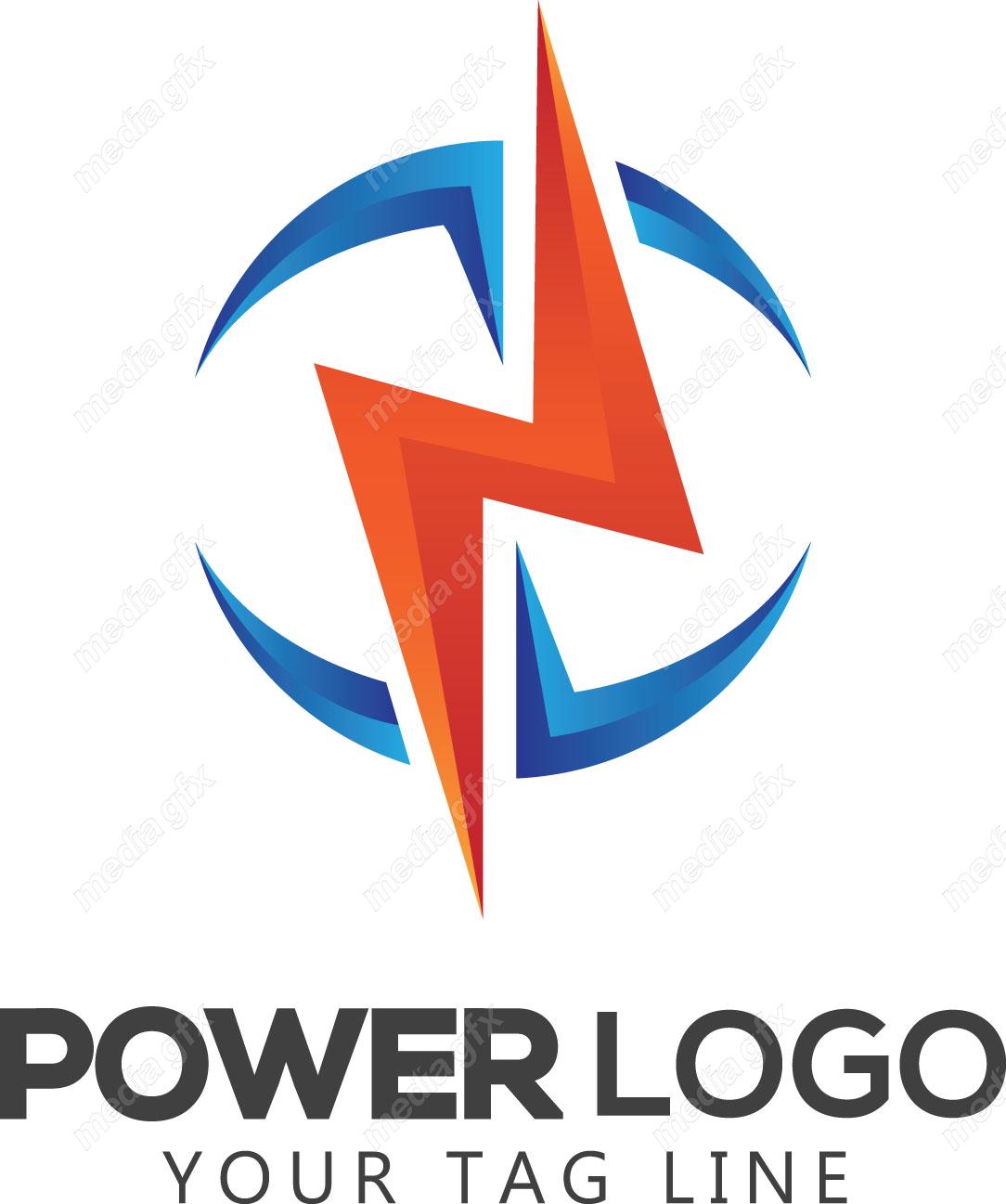 وکتور طرح لوگوی صاعقه، قدرت، رعد و برق و انرژی MV002620