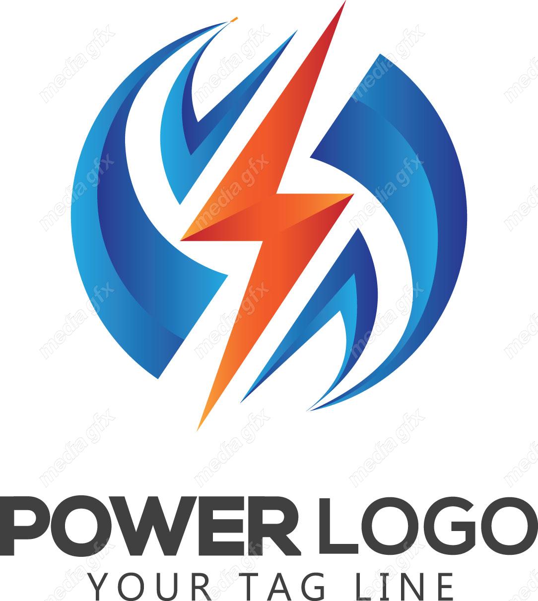 وکتور طرح لوگوی صاعقه، قدرت، رعد و برق و انرژی MV002623