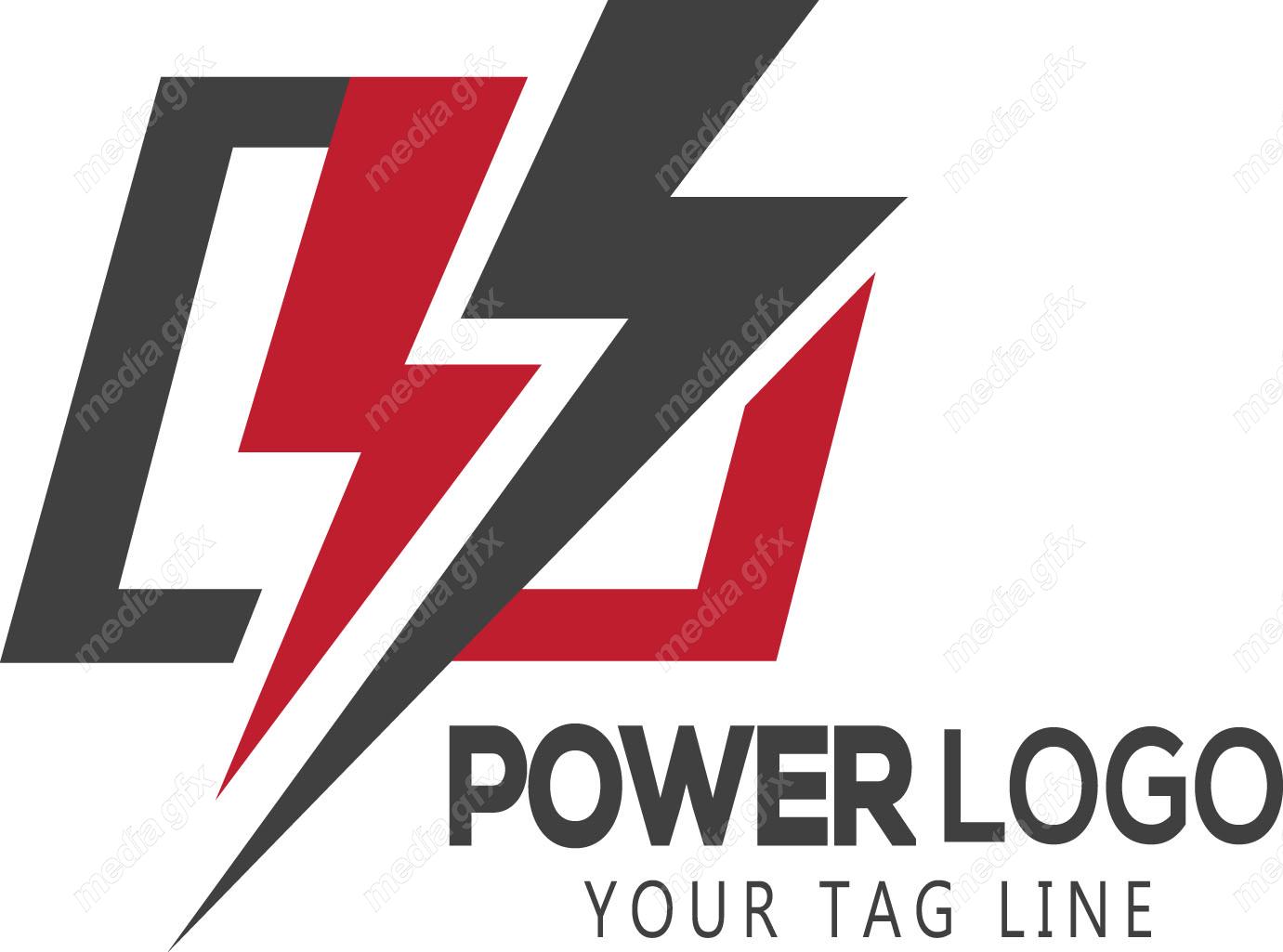 وکتور طرح لوگوی صاعقه، قدرت، رعد و برق و انرژی MV002625