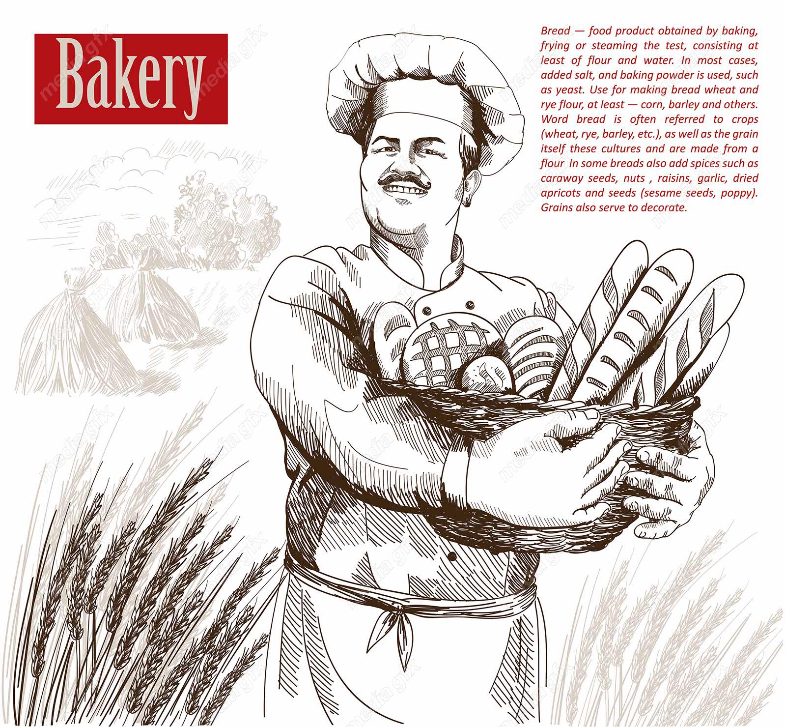 وکتور لوگو سرآشپز و نانوایی به سبک قدیم MV002651