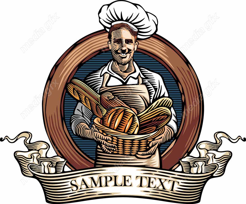وکتور لوگو سرآشپز و نانوایی به سبک قدیم MV002652