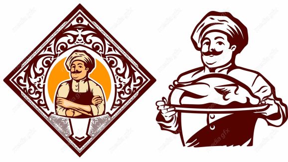 وکتور لوگو سرآشپز و نانوایی به سبک قدیم MV002662