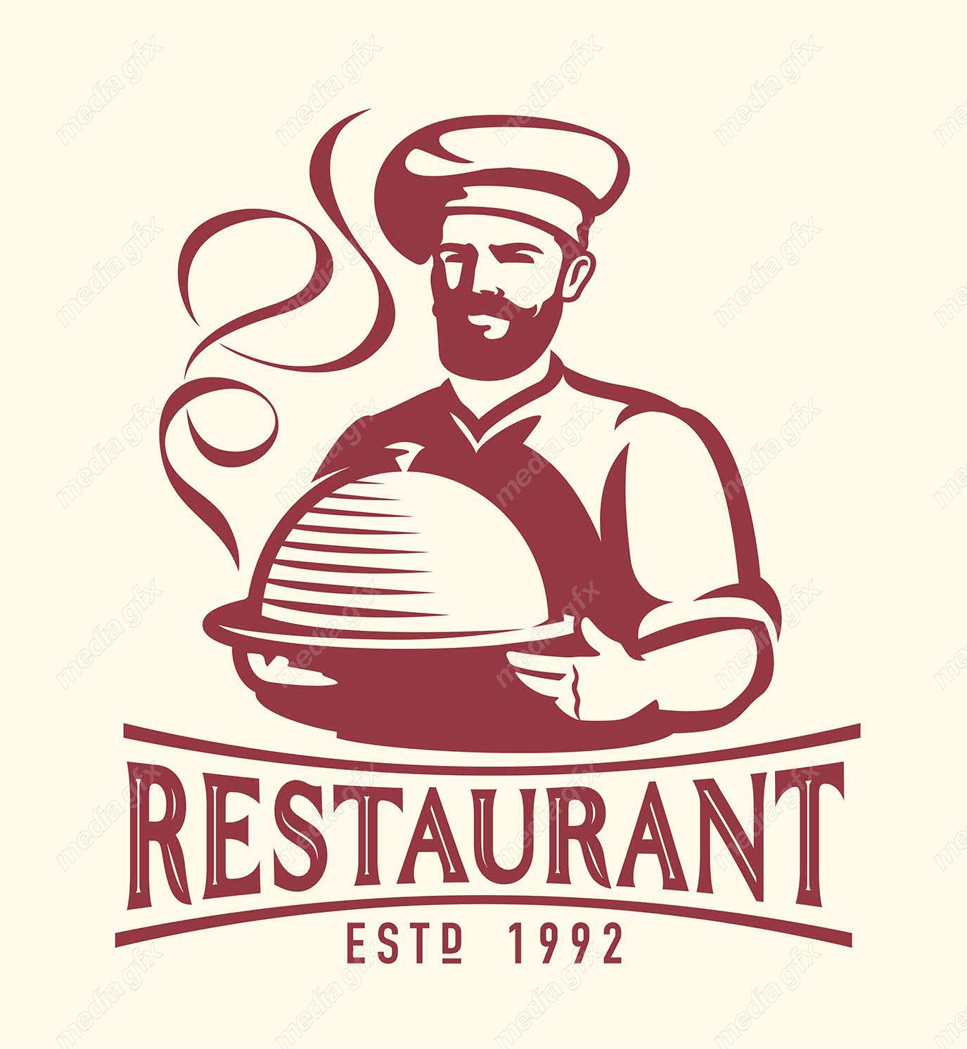 وکتور لوگو سرآشپز و نانوایی به سبک قدیم MV002668