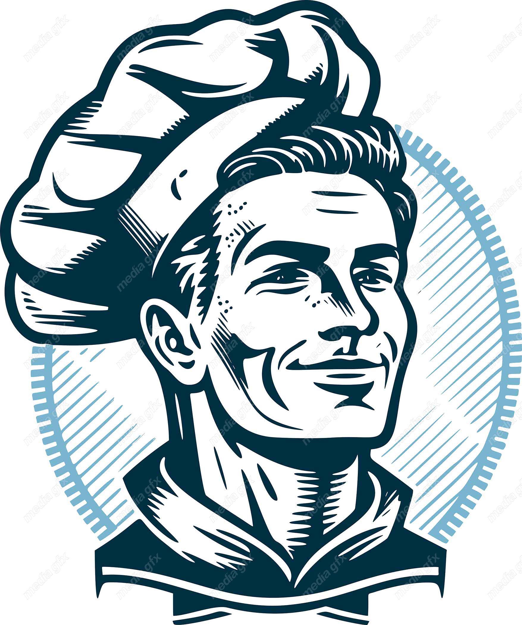 وکتور لوگو سرآشپز و نانوایی به سبک قدیم MV002670