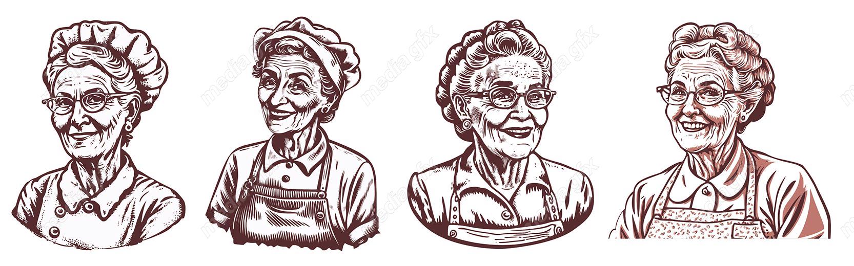 وکتور لوگو سرآشپز و نانوایی به سبک قدیم MV002672