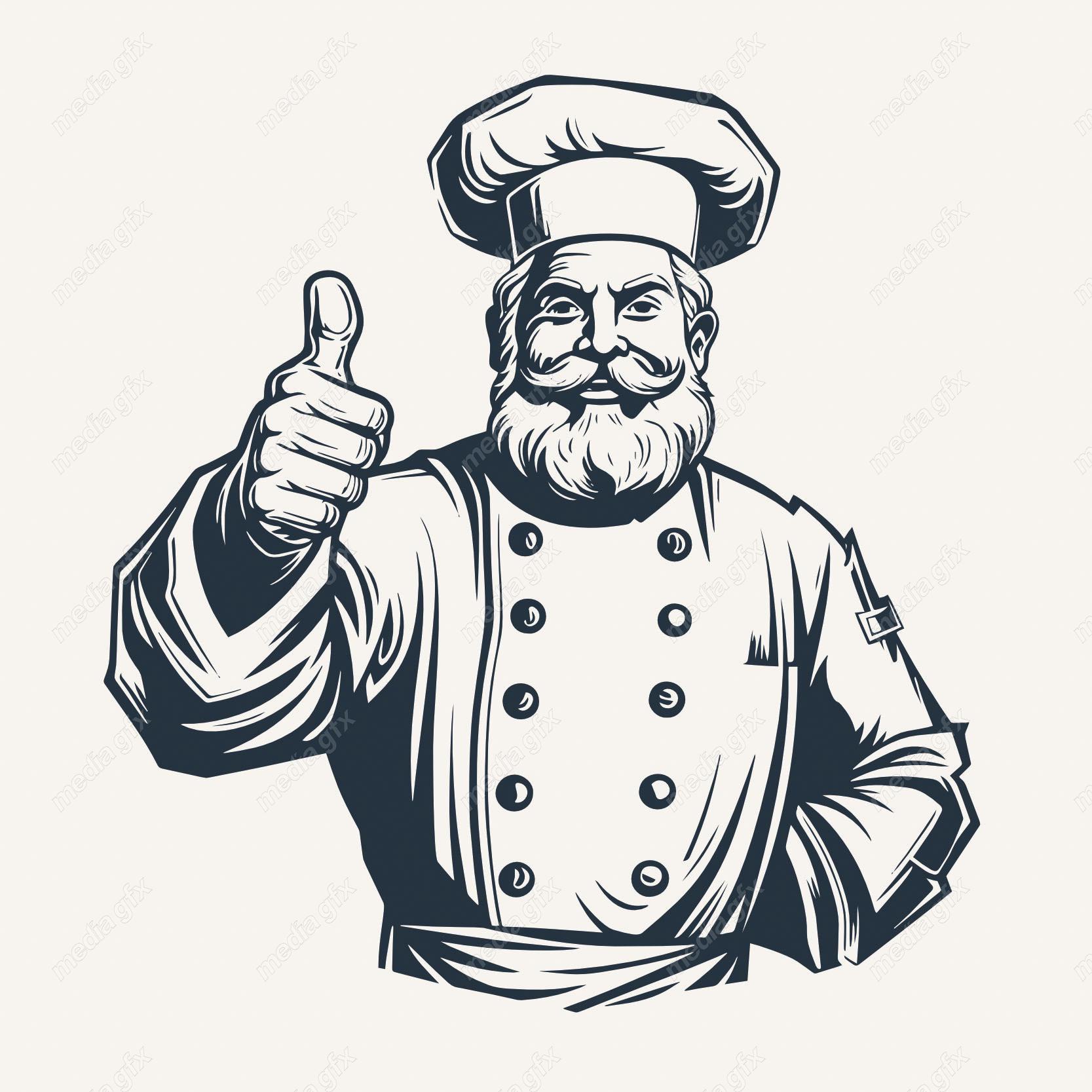 وکتور لوگو سرآشپز و نانوایی به سبک قدیم MV002679