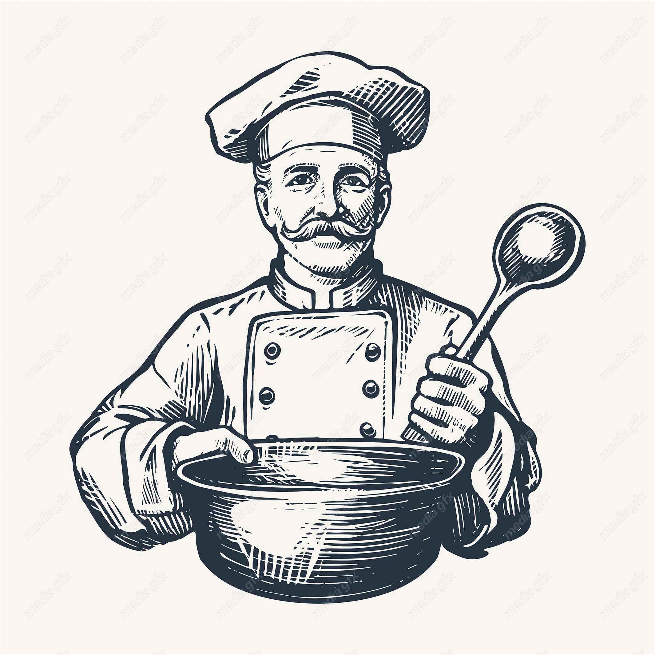 وکتور لوگو سرآشپز و نانوایی به سبک قدیم MV002680