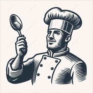 وکتور لوگو سرآشپز و نانوایی به سبک قدیم MV002681