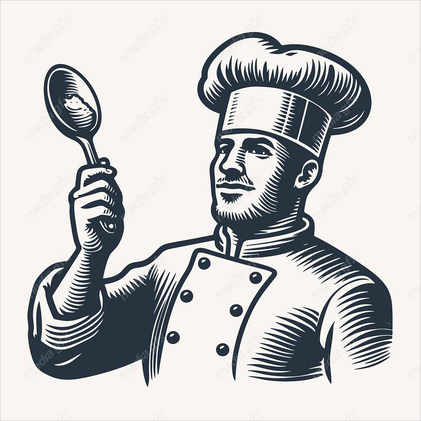 وکتور لوگو سرآشپز و نانوایی به سبک قدیم MV002681