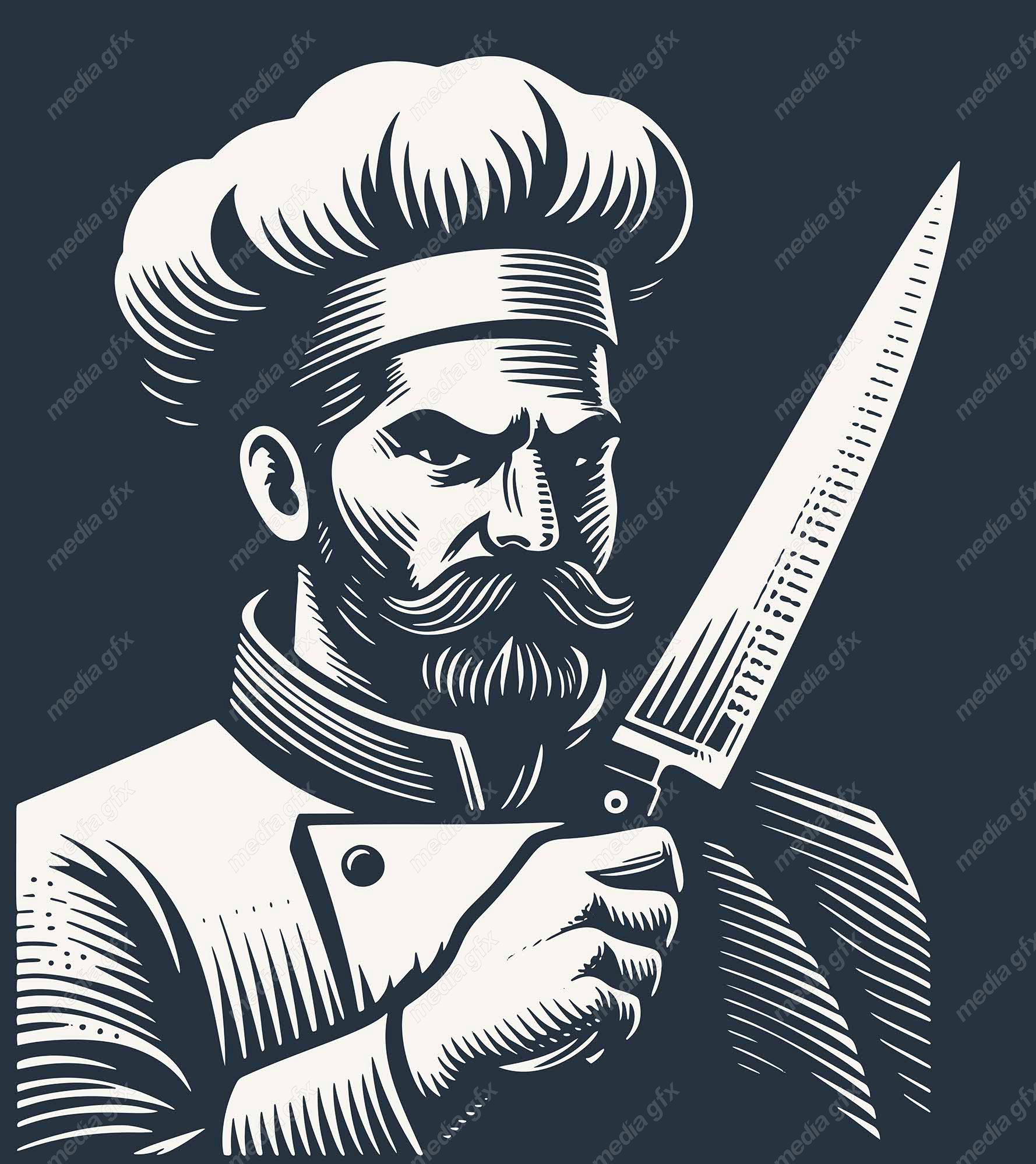 وکتور لوگو سرآشپز و نانوایی به سبک قدیم MV002683