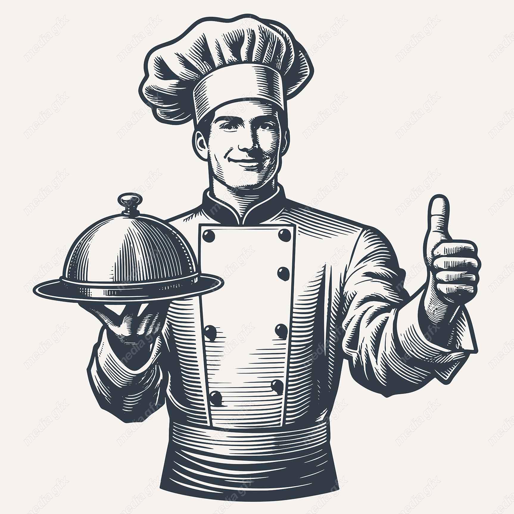 وکتور لوگو سرآشپز و نانوایی به سبک قدیم MV002685