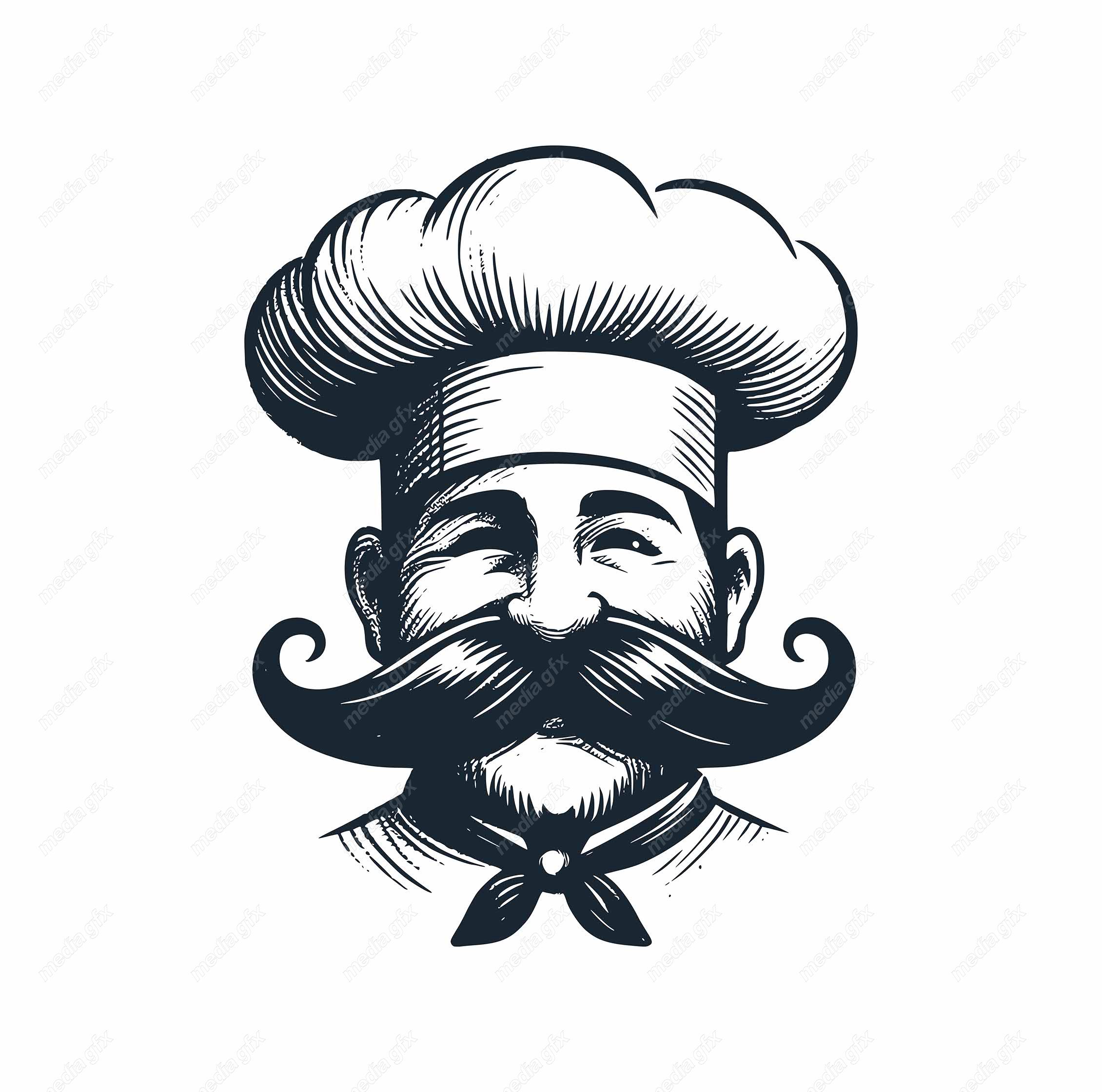 وکتور لوگو سرآشپز و نانوایی به سبک قدیم MV002689