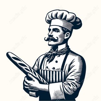 وکتور لوگو سرآشپز و نانوایی به سبک قدیم MV002696