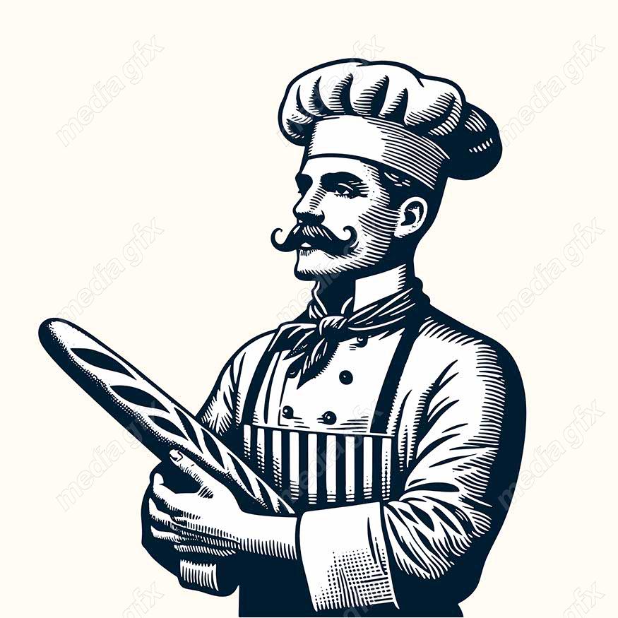 وکتور لوگو سرآشپز و نانوایی به سبک قدیم MV002696