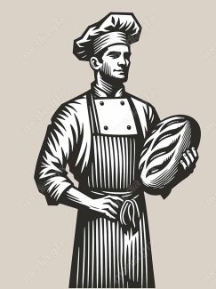 وکتور لوگو سرآشپز و نانوایی به سبک قدیم MV002697