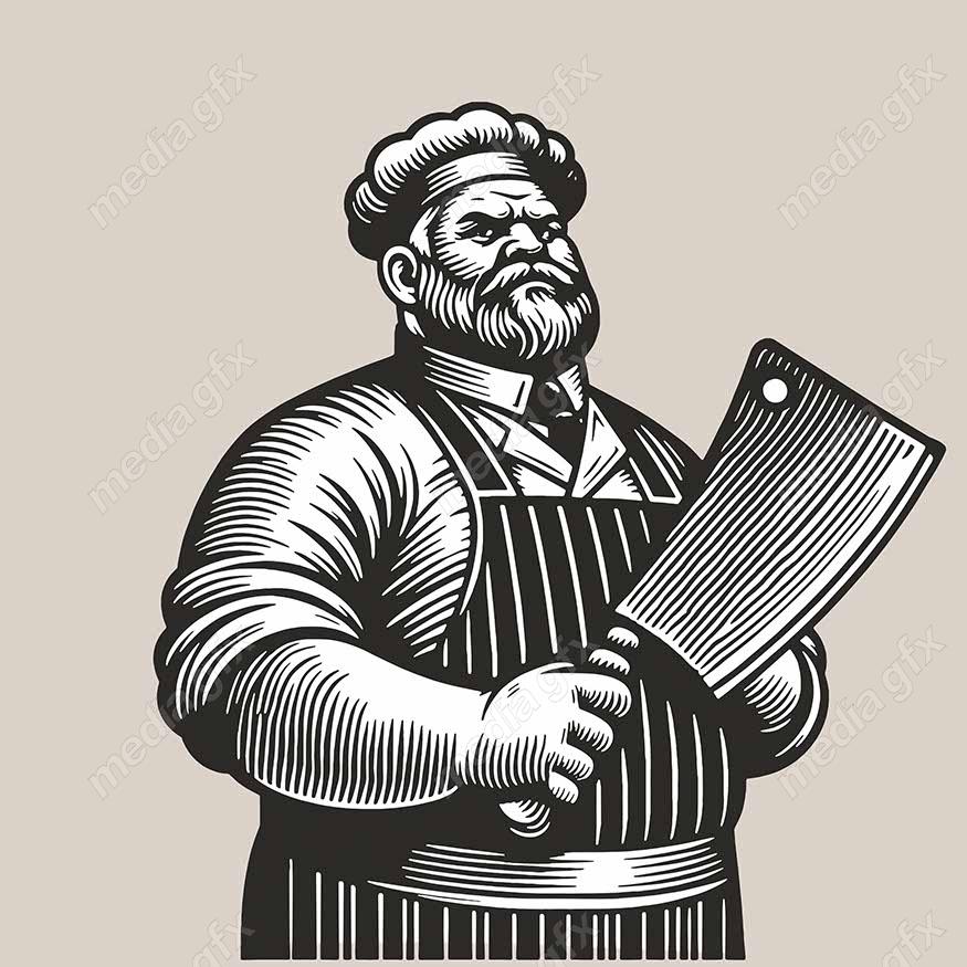 وکتور لوگو سرآشپز و نانوایی به سبک قدیم MV002698