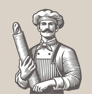 وکتور لوگو سرآشپز و نانوایی به سبک قدیم MV002699