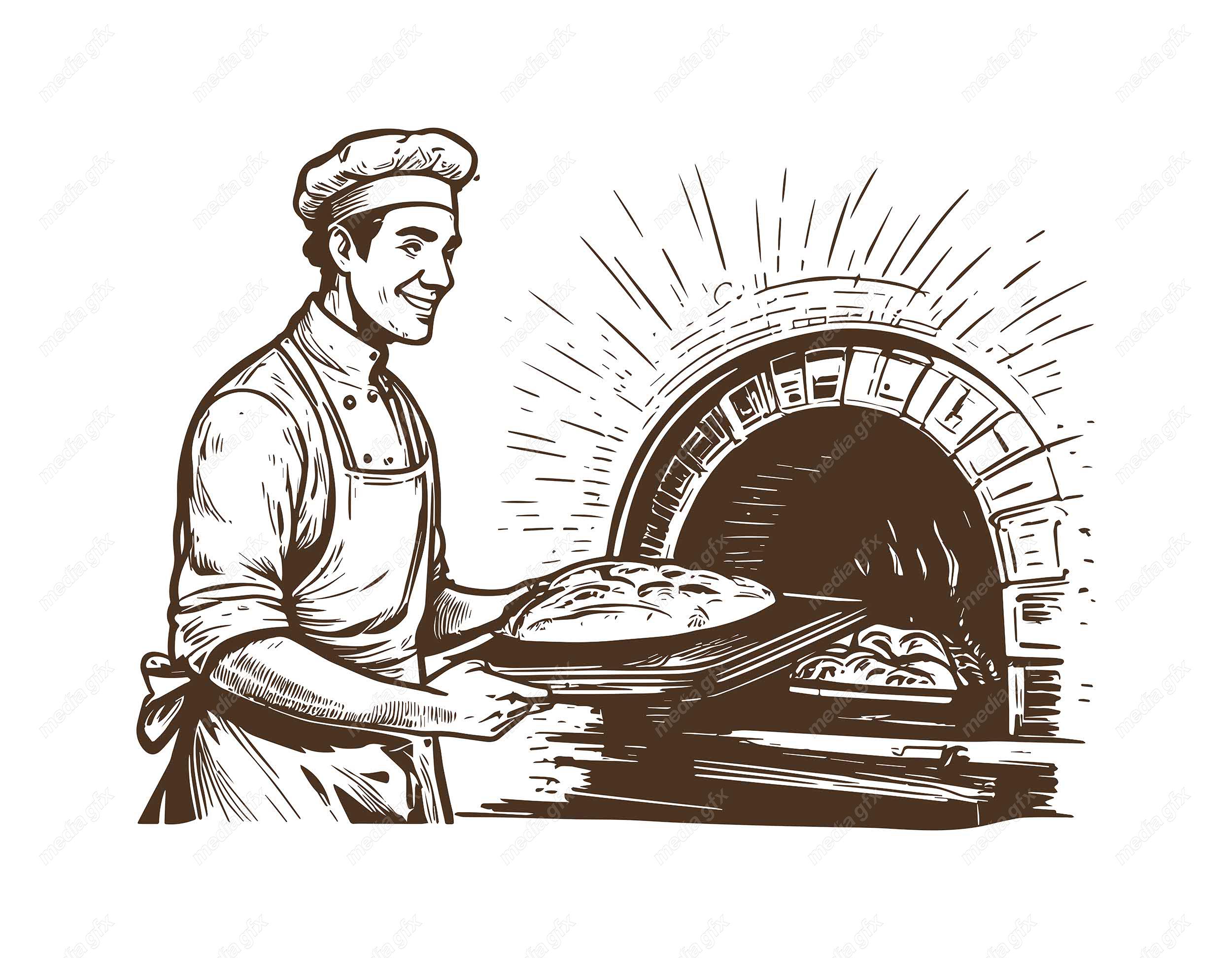 وکتور لوگو سرآشپز و نانوایی به سبک قدیم MV002709