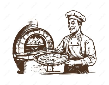 وکتور لوگو سرآشپز و نانوایی به سبک قدیم MV002710