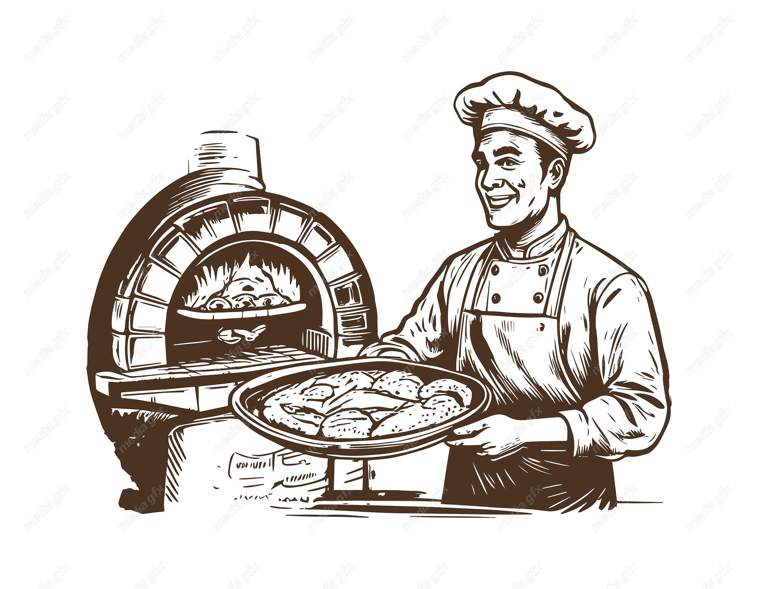 وکتور لوگو سرآشپز و نانوایی به سبک قدیم MV002710