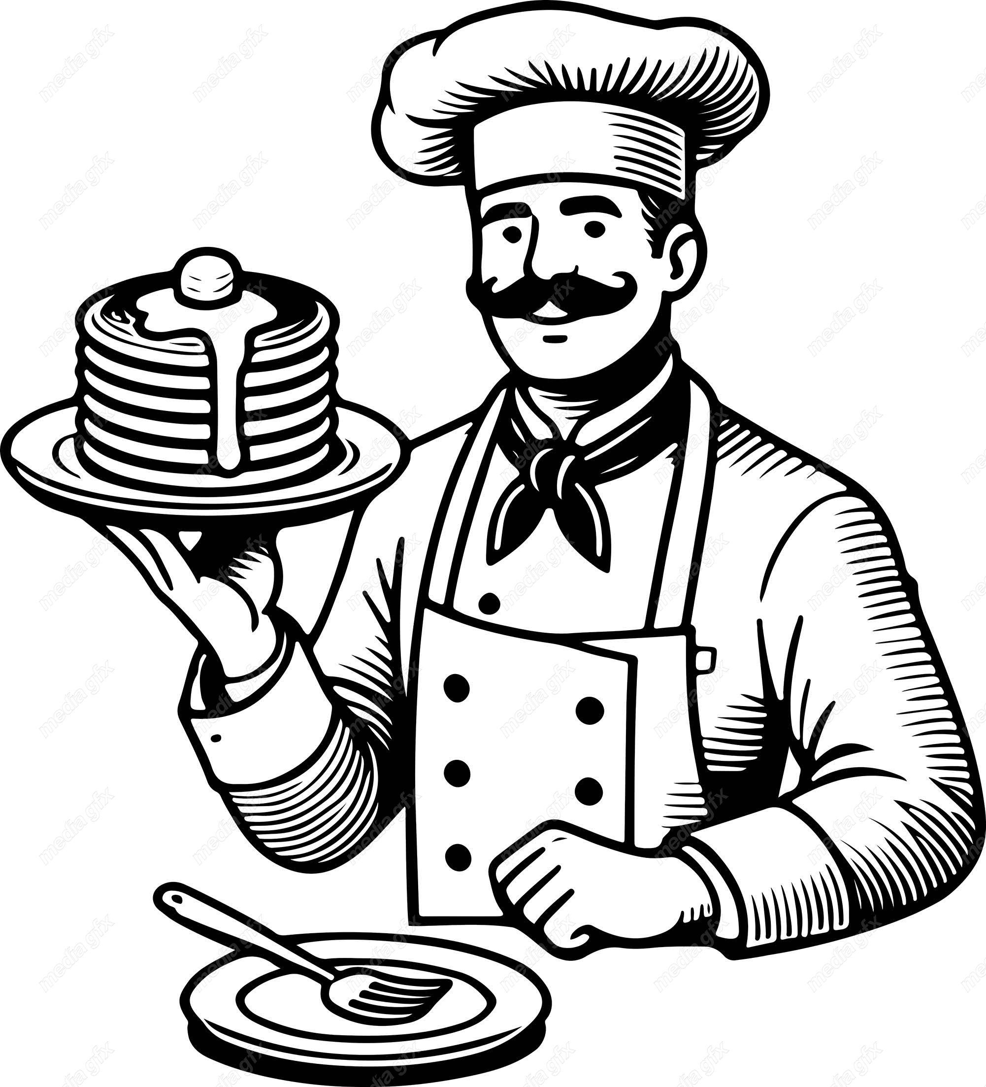 وکتور لوگو سرآشپز و نانوایی به سبک قدیم MV002711