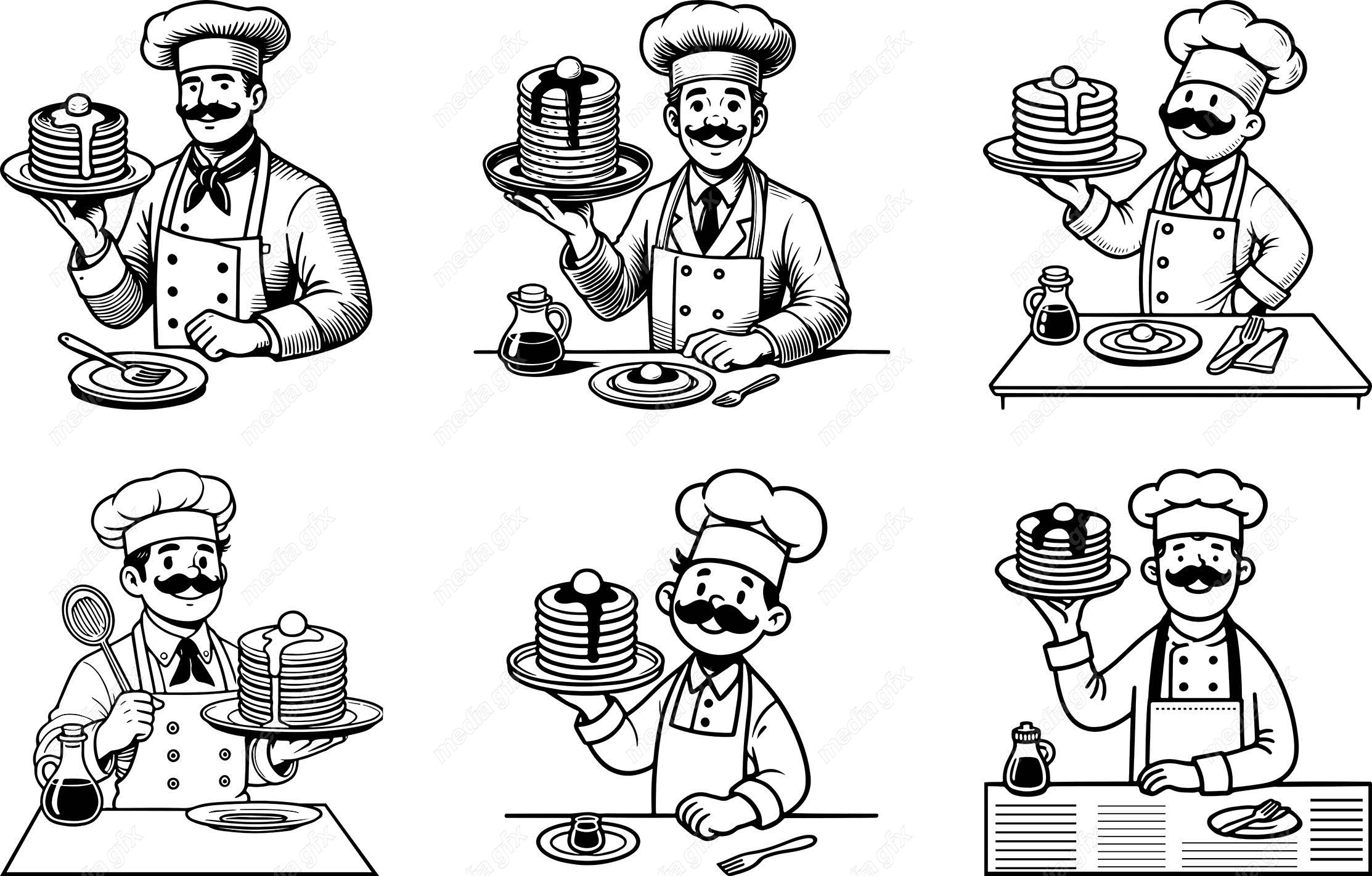 وکتور لوگو سرآشپز و نانوایی به سبک قدیم MV002712