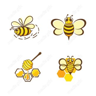 وکتور ست لوگو زنبور عسل و کندو MV003337