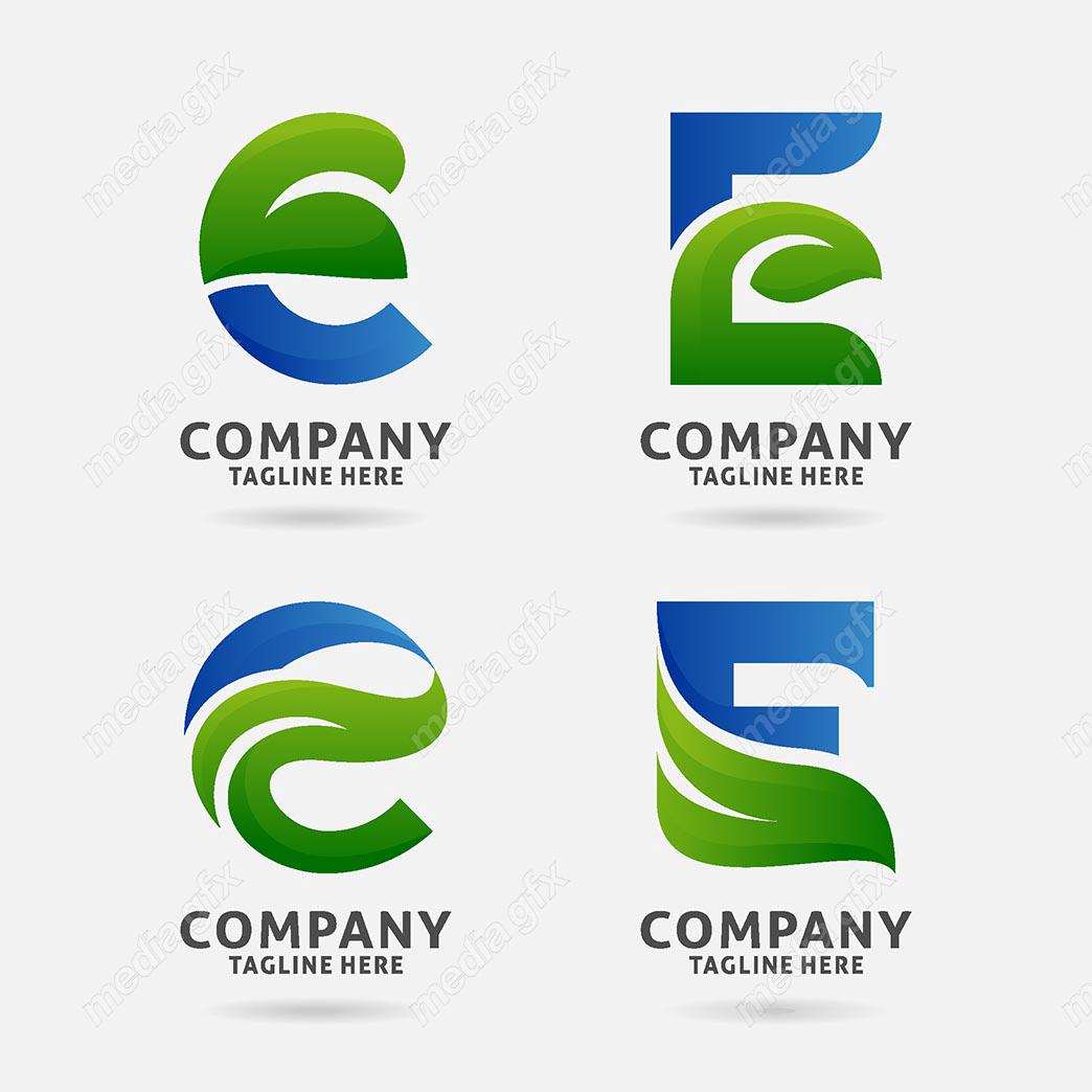 لوگو برگ E وکتور ست حروف MV003329