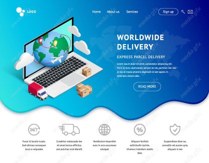 طرح آماده بنر وبسایت تحویل مرسوله پستی توسط پستچی MV003378