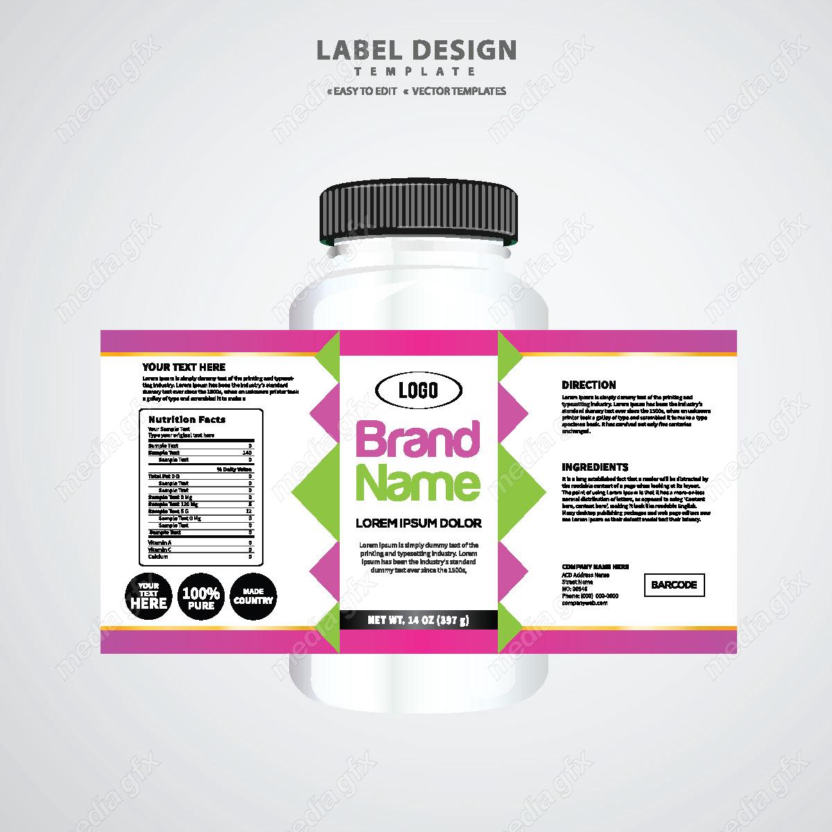 وکتور لیبل بسته بندی قوطی قرص و کپسول پلاستیکی MV003397