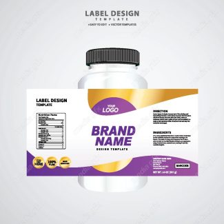 وکتور لیبل بسته بندی قوطی قرص و کپسول پلاستیکی MV003399