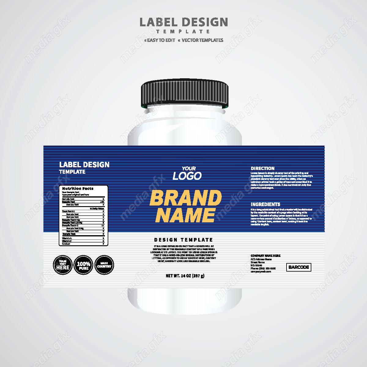 وکتور لیبل بسته بندی قوطی قرص و کپسول پلاستیکی MV003400