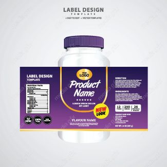 وکتور لیبل بسته بندی قوطی قرص و کپسول پلاستیکی MV003403