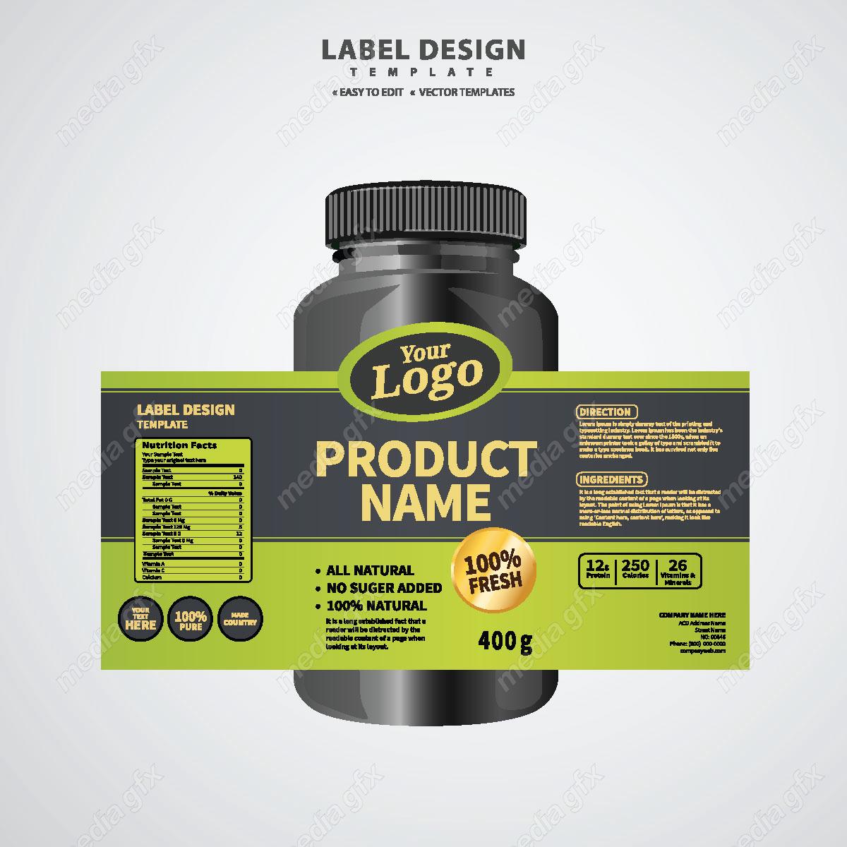 وکتور لیبل بسته بندی قوطی قرص و کپسول پلاستیکی MV003406