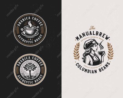 وکتور لوگوی قهوه و کافی شاپ قدیمی قهوه عربی باریستا MV003457