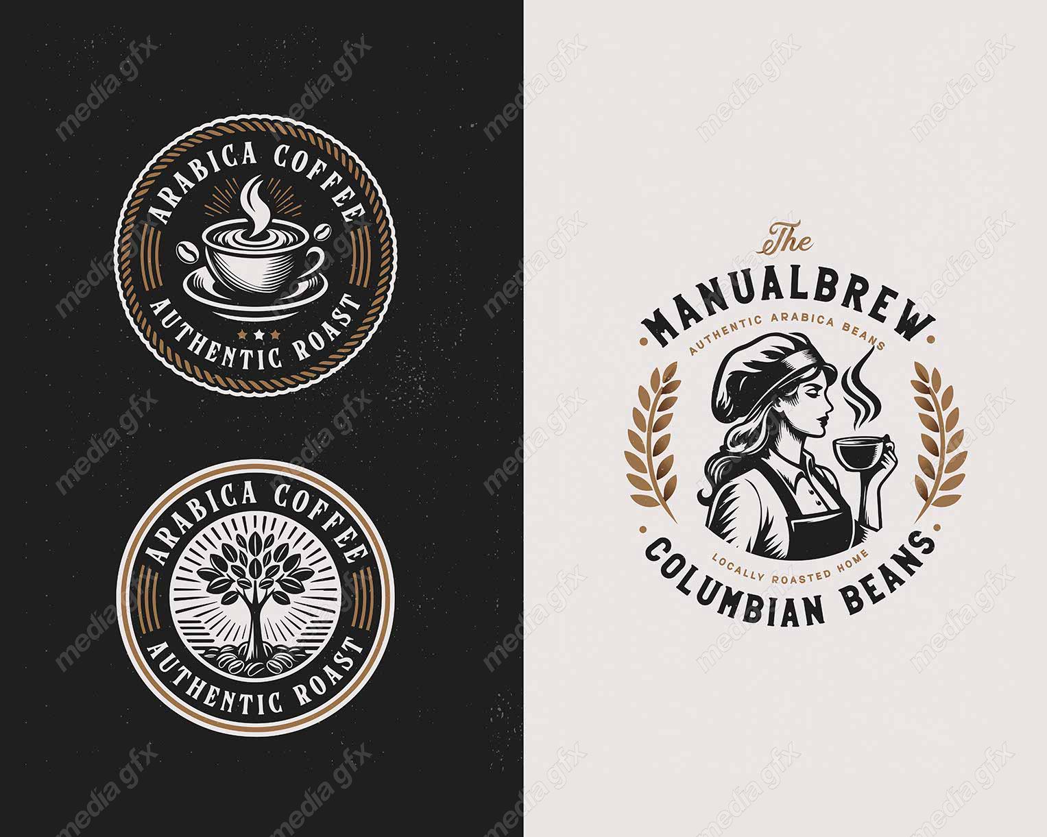 وکتور لوگوی قهوه و کافی شاپ قدیمی قهوه عربی باریستا MV003457