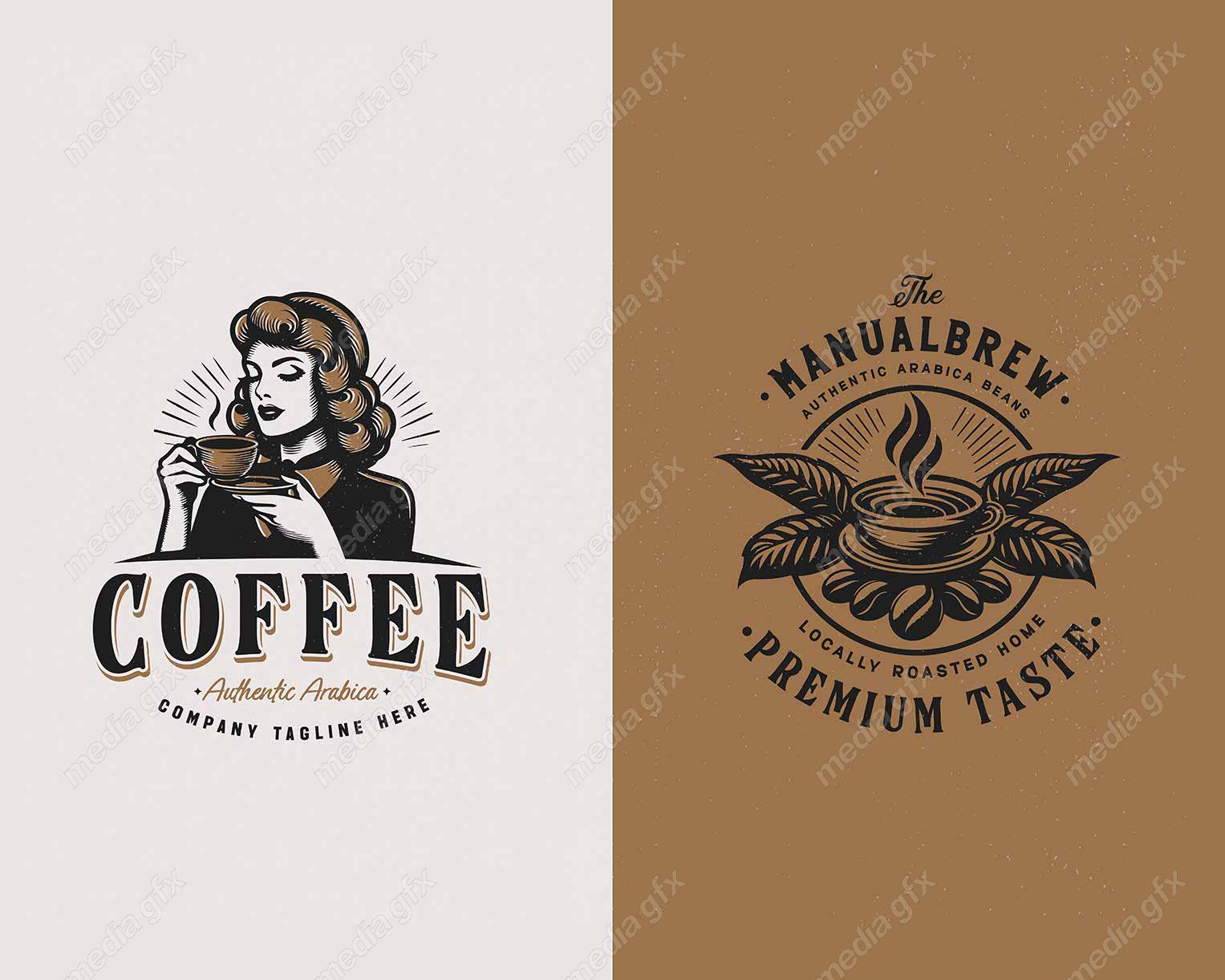 وکتور لوگوی قهوه و کافی شاپ قدیمی قهوه عربی باریستا MV003459
