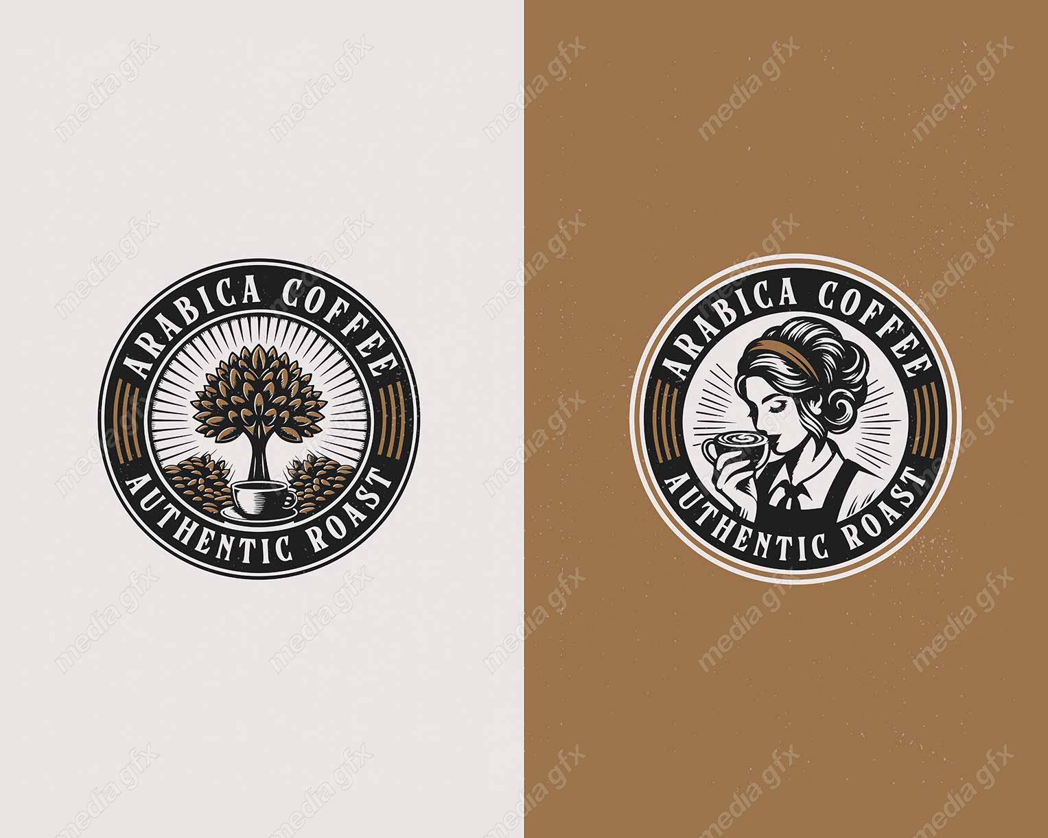 وکتور لوگوی قهوه و کافی شاپ قدیمی قهوه عربی باریستا MV003460