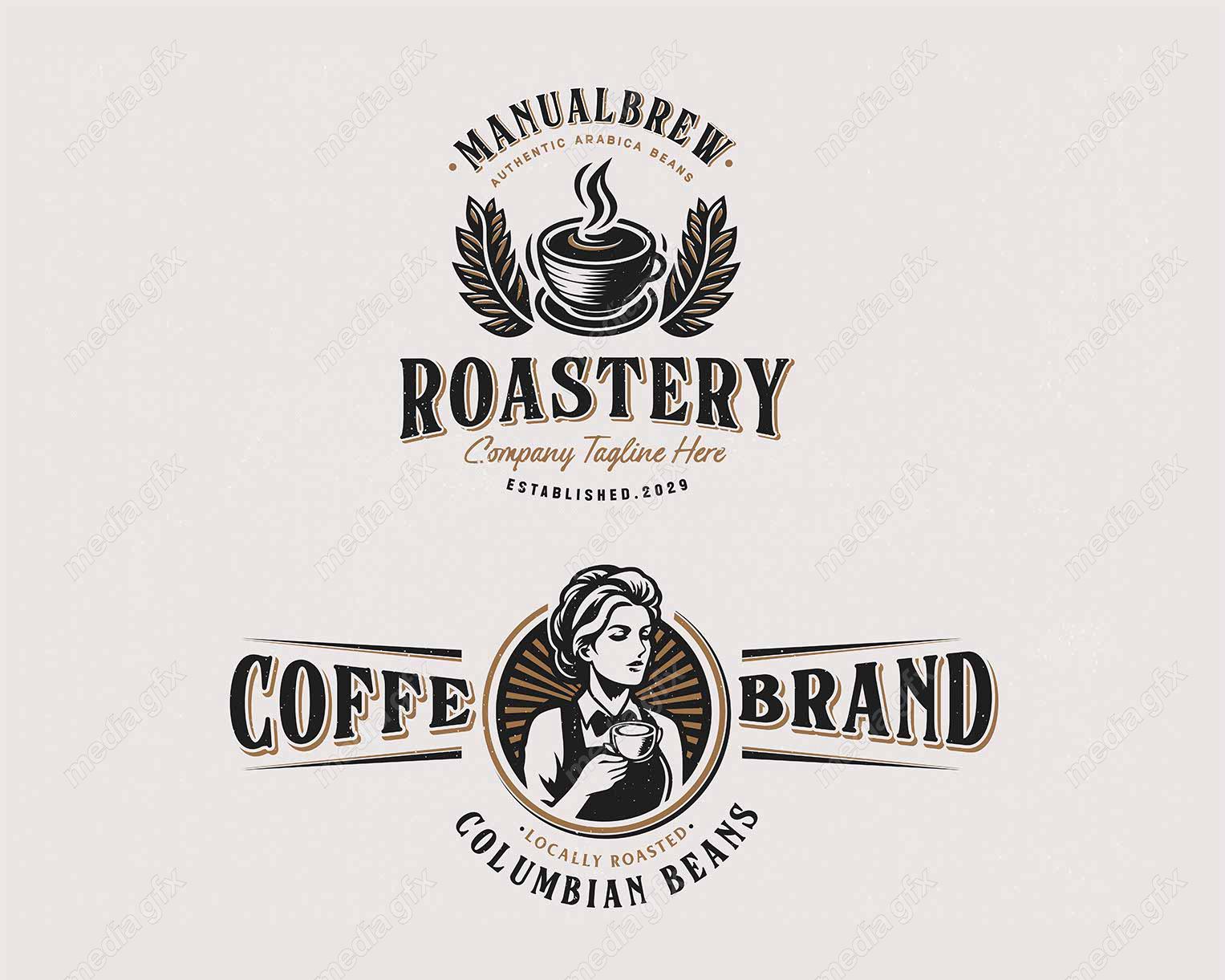 وکتور لوگوی قهوه و کافی شاپ قدیمی قهوه عربی باریستا MV003461